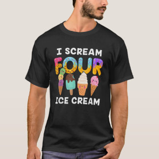 Ik schreeuw Vier Ice Cream Kinder Jongen Meisje 4e T-shirt