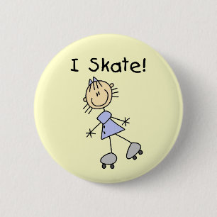 Ik Skate Meisje Roller Skater Ronde Button 5,7 Cm