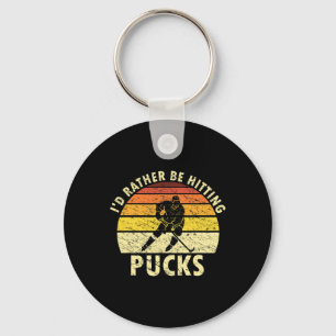 Ik Sla Liever Pucks Humoristisch IJshockey Plaat Sleutelhanger