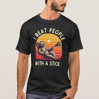 Ik sla mensen met een grappige stok Lacrosse luiaa T-shirt