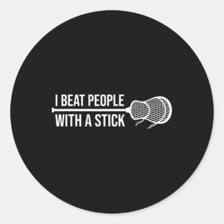 Ik sla mensen met een stick - grappige Lacrosse sp Ronde Sticker