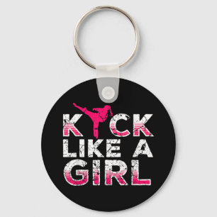 Ik sla op een meisje dat Karate Kickboxing is Sleutelhanger