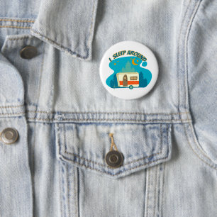 Ik slaap rond Camper van Camping Explorer Natuur Ronde Button 5,7 Cm