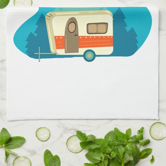 Ik slaap rond Camper van Camping Explorer Natuur Theedoek (Gevouwen)