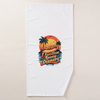 Ik slik Saucy Wieners Funny Adult Joke Hot Dogs Badhanddoek