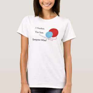 Ik sluit je aan bij het grappige gehaakte design t-shirt