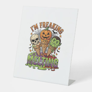 Ik Smelt Halloween Ijs Schedel Pomp Reclamebord Met Voetstuk