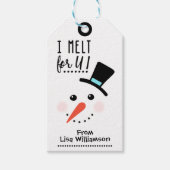 Ik smelt voor jou | Frosty Jolly Sneeuwman Kerstmi Cadeaulabel (Voorkant)