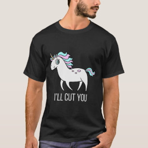Ik snij je! Grappige eenhoorn humor T-shirt cadeau