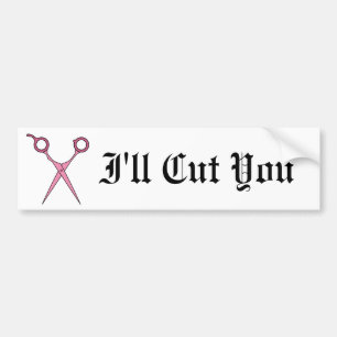 Ik snijd je af (roze haarsnijschaar) bumpersticker