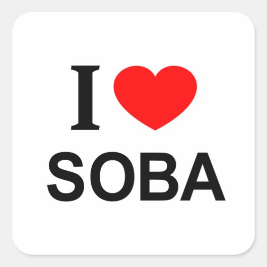 IK ❤️ SOBA IK VIND SOBA I HEART SOBA VIERKANTE STICKER (Voorkant)