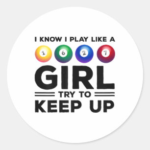 Ik speel als een meisje en probeer billards bij te ronde sticker