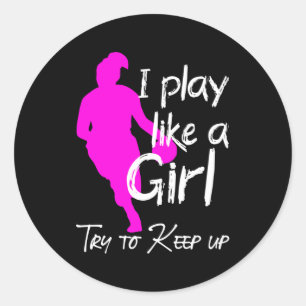 Ik speel als een meisje, probeer op te houden ronde sticker