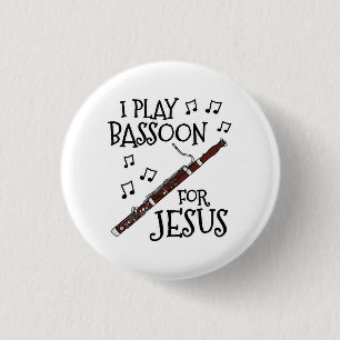 Ik speel fagot voor Jesus, een Christelijke fagott Ronde Button 3,2 Cm
