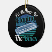 Ik speel liever de blues harmonica speler Mu Keramisch Ornament (Links)