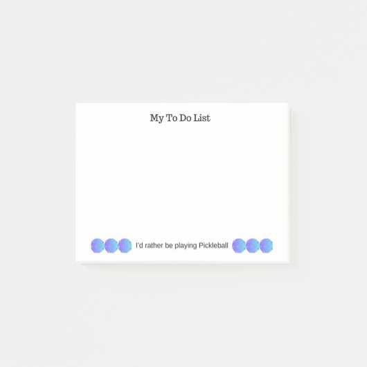 Ik speel liever Pickleball 4x3 To Do Post-it® Notes (Voorkant)