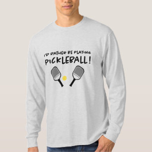 Ik speel liever Pickleball Aangepaste naam Grijs T-shirt