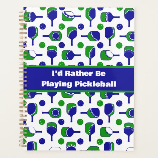 Ik speel liever Pickleball Blue Green Cutout Planner (Voorkant)