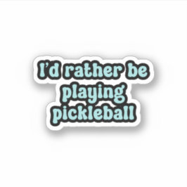 Ik speel liever pickleball Blue Retro Text Sticker