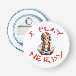 Ik speel nerdy gamer boy button flesopener