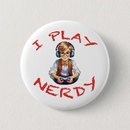 Ik speel nerdy gamer boy ronde button 5,7 cm