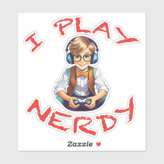 Ik speel nerdy gamer boy sticker (Vel)