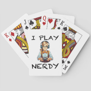 Ik speel nerdy gamer meisje pokerkaarten