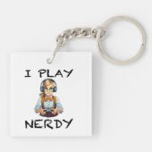 Ik speel nerdy gamer meisje sleutelhanger (Achterkant)