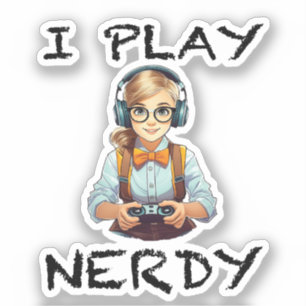 Ik speel nerdy gamer meisje sticker