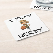 Ik speel Nerdy Vierkante Kartonnen Onderzetter (Schuin)