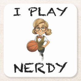 Ik speel Nerdy Vierkante Kartonnen Onderzetter