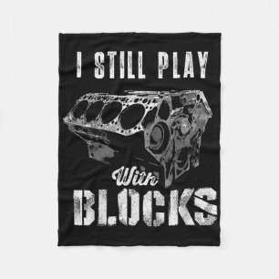 Ik speel nog steeds met blokken Funny Auto Motor M Fleece Deken