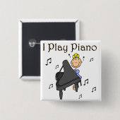 Ik speel Piano-Button Vierkante Button 5,1 Cm (Voorkant /achterkant)