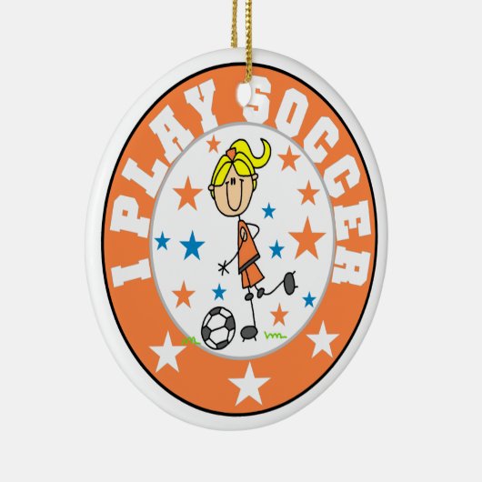 Ik speel voetbal T-shirts en cadeaus Keramisch Ornament (Rechts)