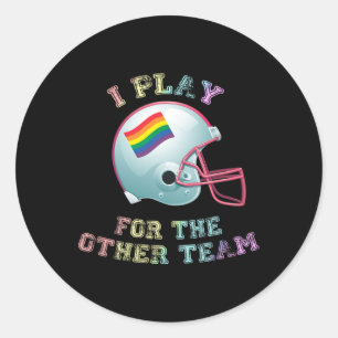 Ik speel voor het andere team Gay Pride Football Ronde Sticker