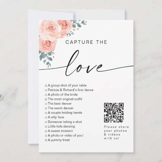 Ik spion bruiloft spel Capture The Love Photo Hunt Kaart (Voorkant)