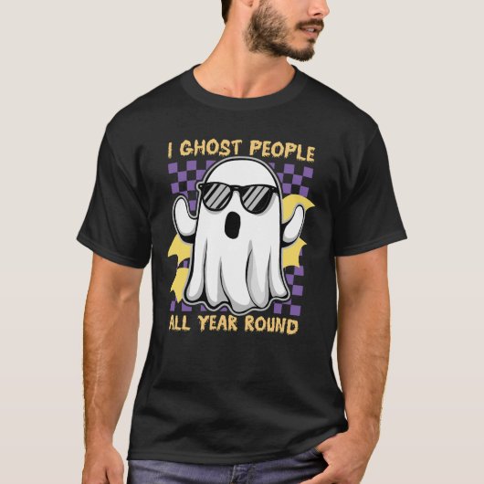 Ik spook mensen het hele jaar door grappig spooky t-shirt (Voorkant)