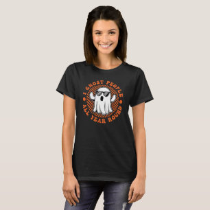 Ik spook mensen het hele jaar door grappige retro t-shirt