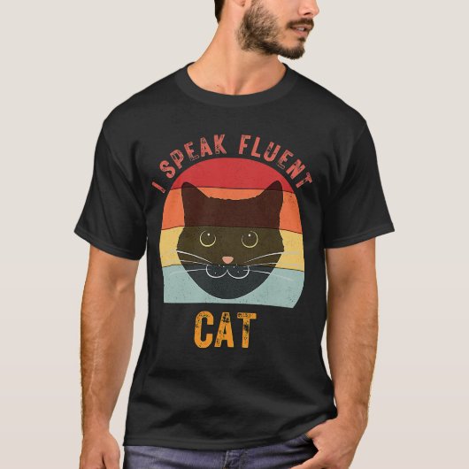 Ik spreek fluent Cat Cute retro 2 T-shirt (Voorkant)