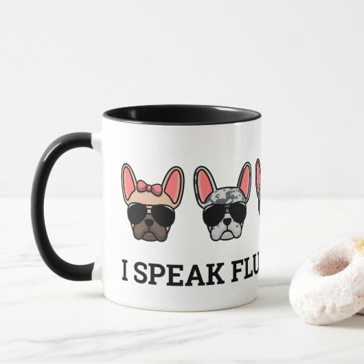 Ik spreek Fluent Frenchie Funny French Bulldog Quo Mok (Met donut)