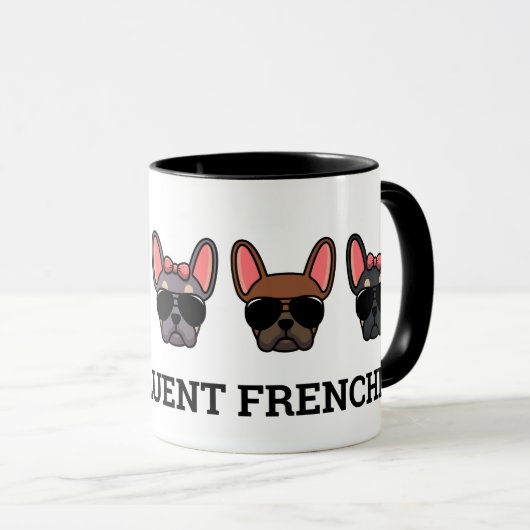Ik spreek Fluent Frenchie Funny French Bulldog Quo Mok (Voorkant rechts)