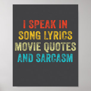Ik spreek in filmcitaten Songteksten en sarcasme V Poster