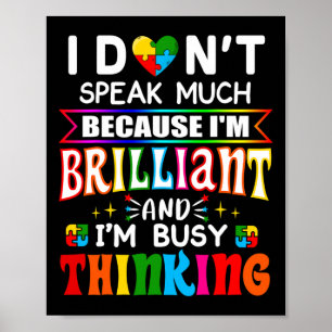 Ik spreek niet veel briljante Autisme Autistic Boy Poster