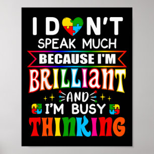 Ik spreek niet veel briljante Autisme Autistic Boy Poster