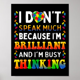 Ik spreek niet veel briljante Autisme Autistic Boy Poster