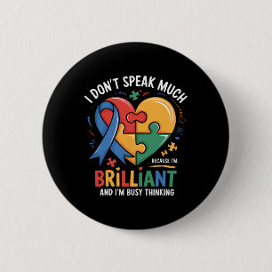 Ik spreek niet veel briljante autisme autistische  ronde button 5,7 cm