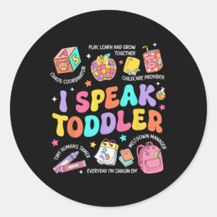 Ik spreek peuterjuf Prek terug naar school Happy Ronde Sticker