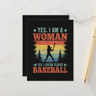 Ik spreek vloeiend honkbal vrouwelijke speler fan aankondigingskaart