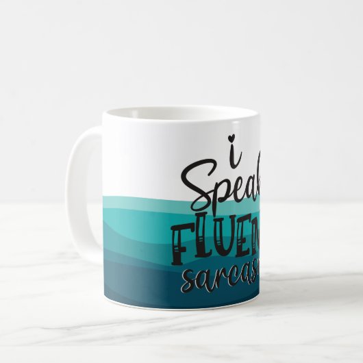 Ik spreek vloeiend sarcasme blauwe golven koffiemok (Voorkant links)