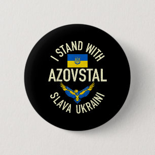 Ik sta achter Azovstal Mariupol Oekraine Vintage U Ronde Button 5,7 Cm